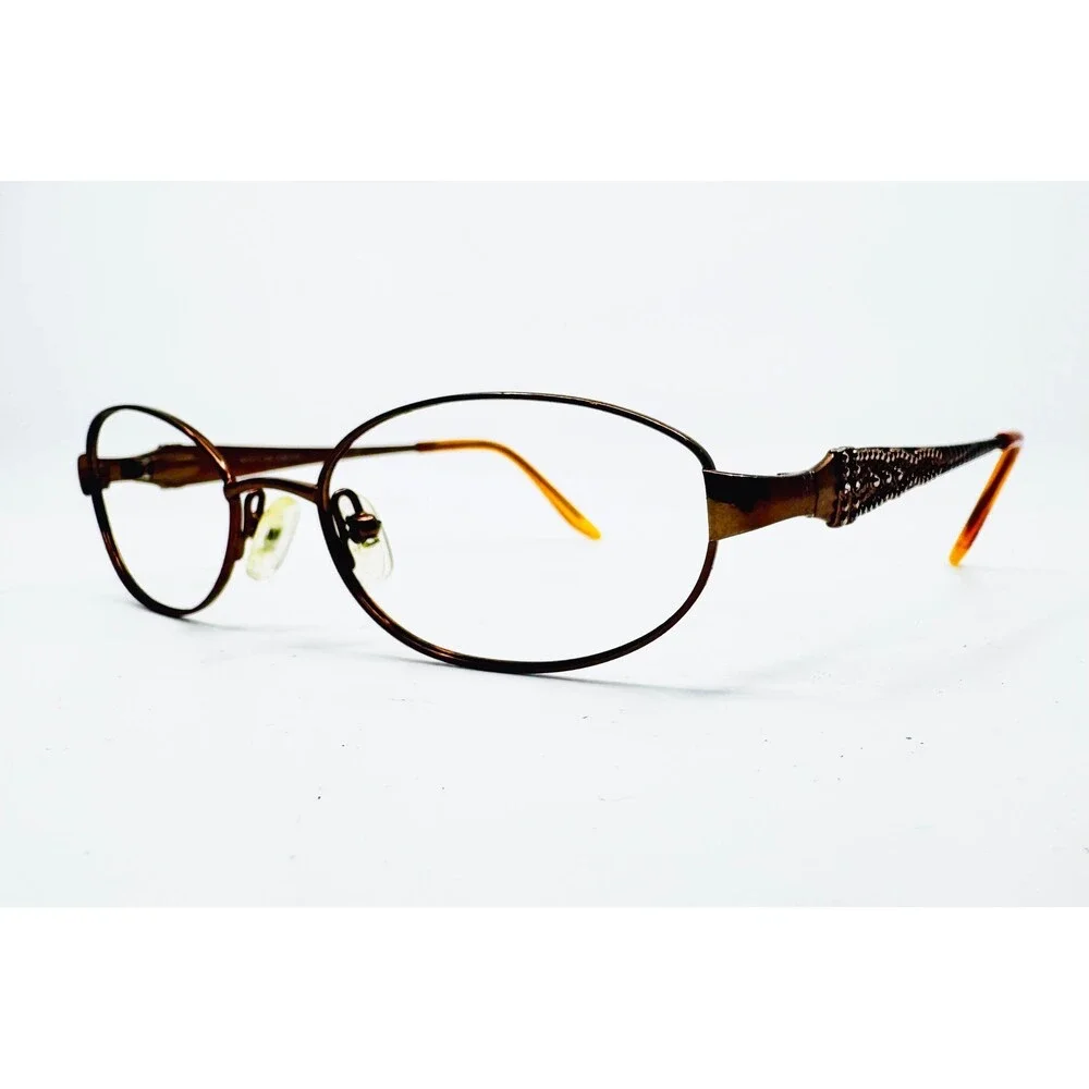 Bulova Eyeglasses Womens Brown Spokane Caramel Oval Metal Frames 50-17-135